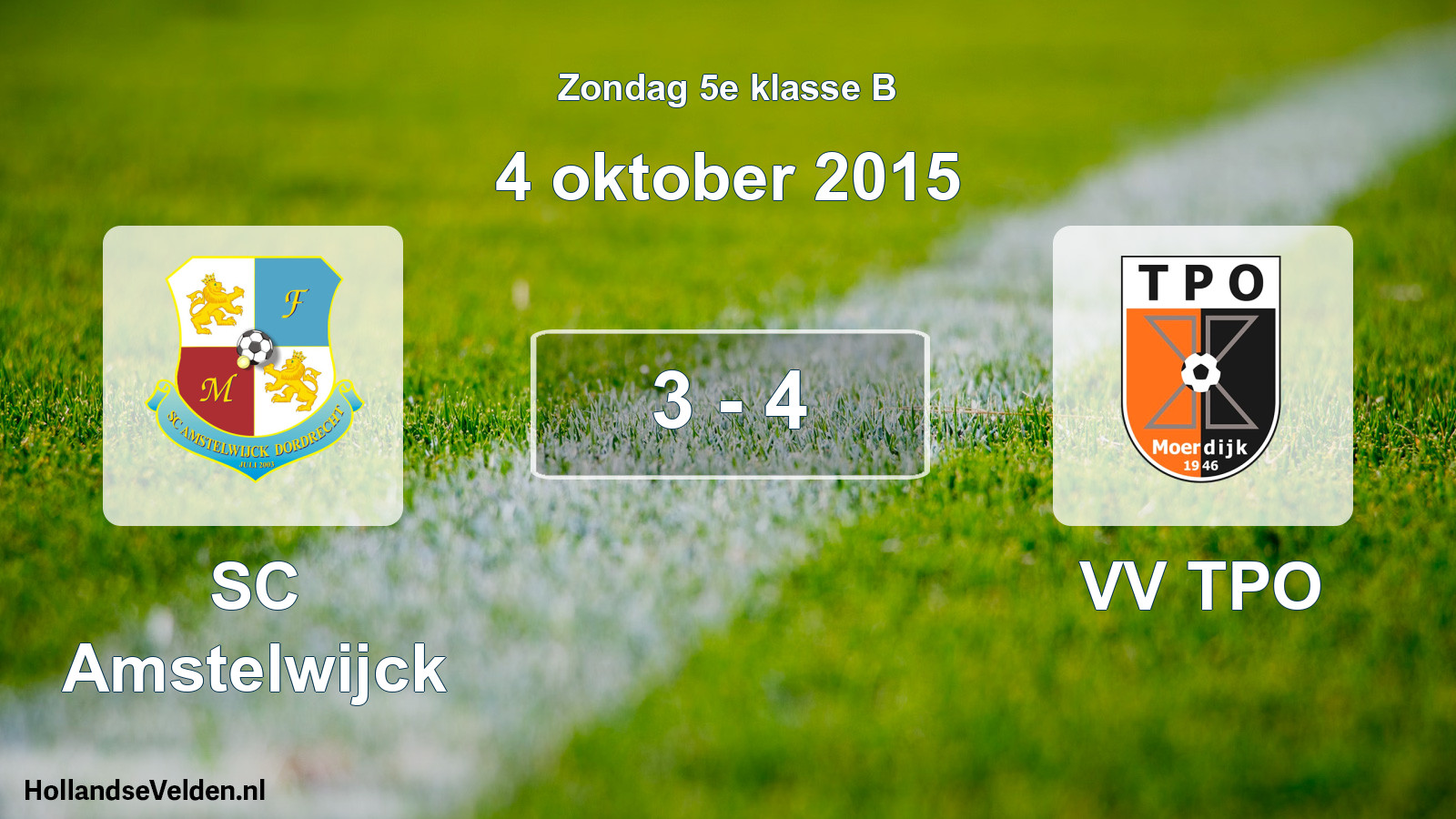 Total number of matches played: SC Amstelwijck - VV TPO 3 - 4 (4 October 2015)