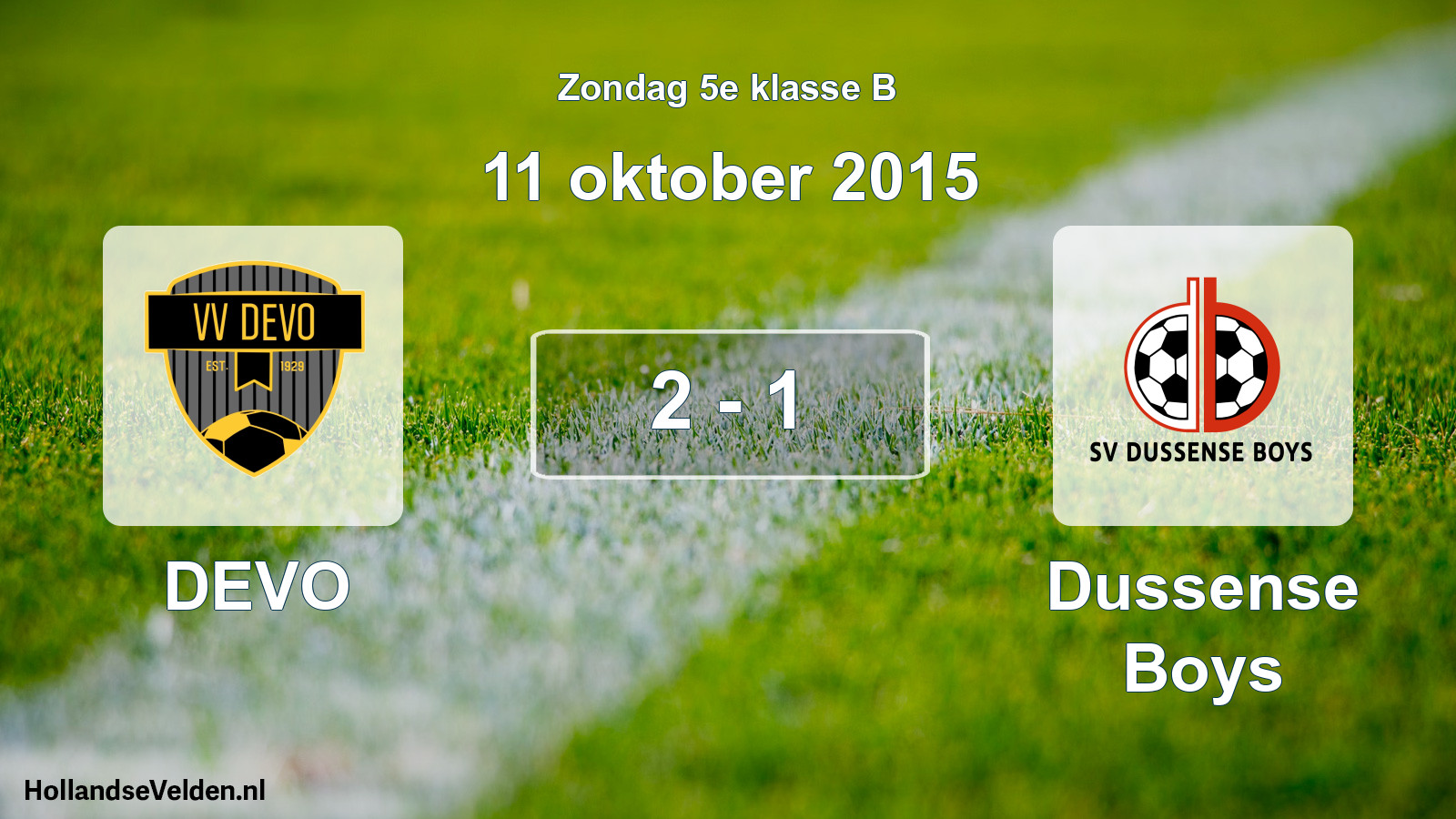 Total number of matches played: DEVO - Dussense Boys 2 - 1 (11 October 2015)