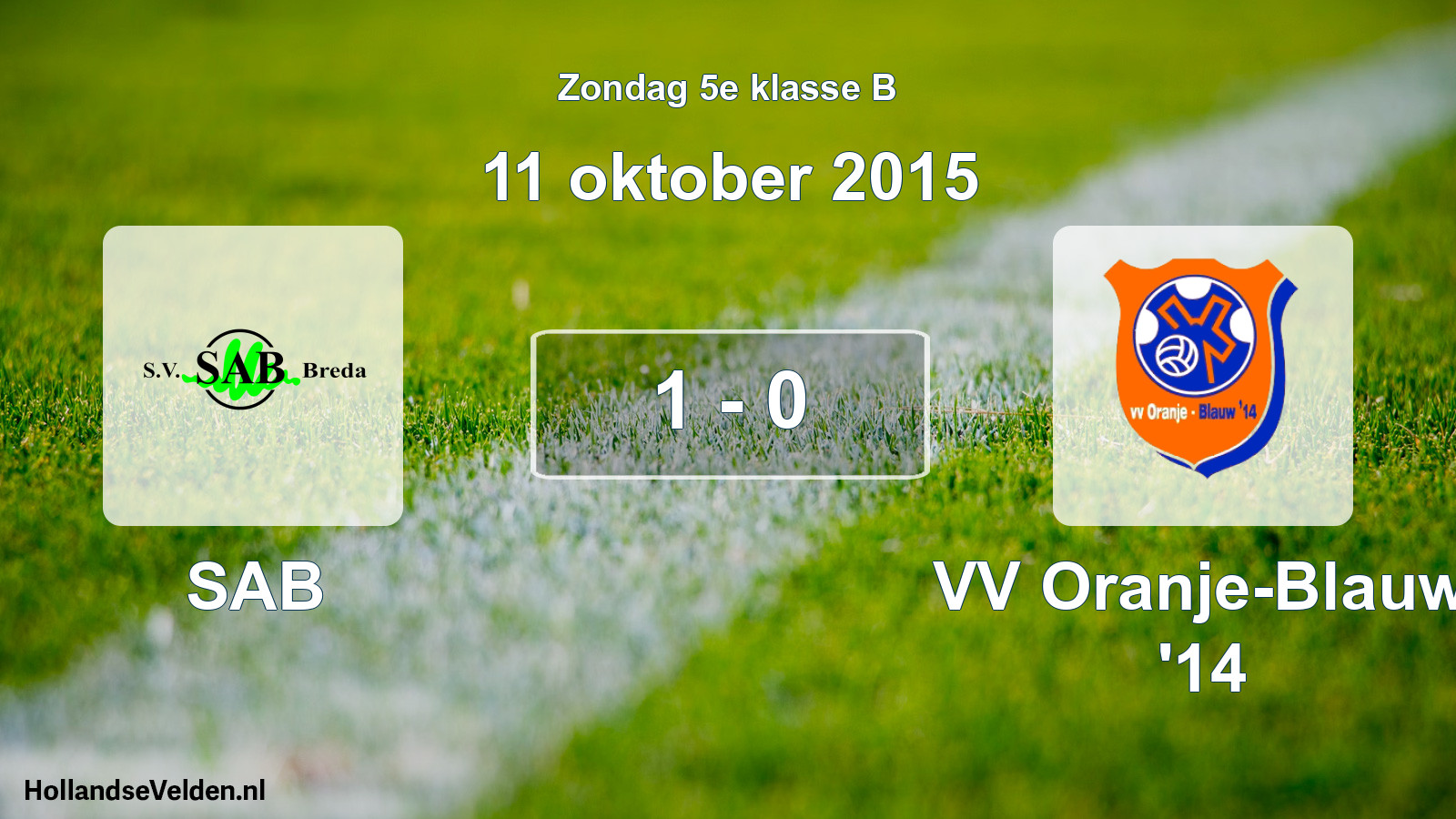 Total number of matches played: SAB - VV Oranje-Blauw '14 1 - 0 (11 October 2015)