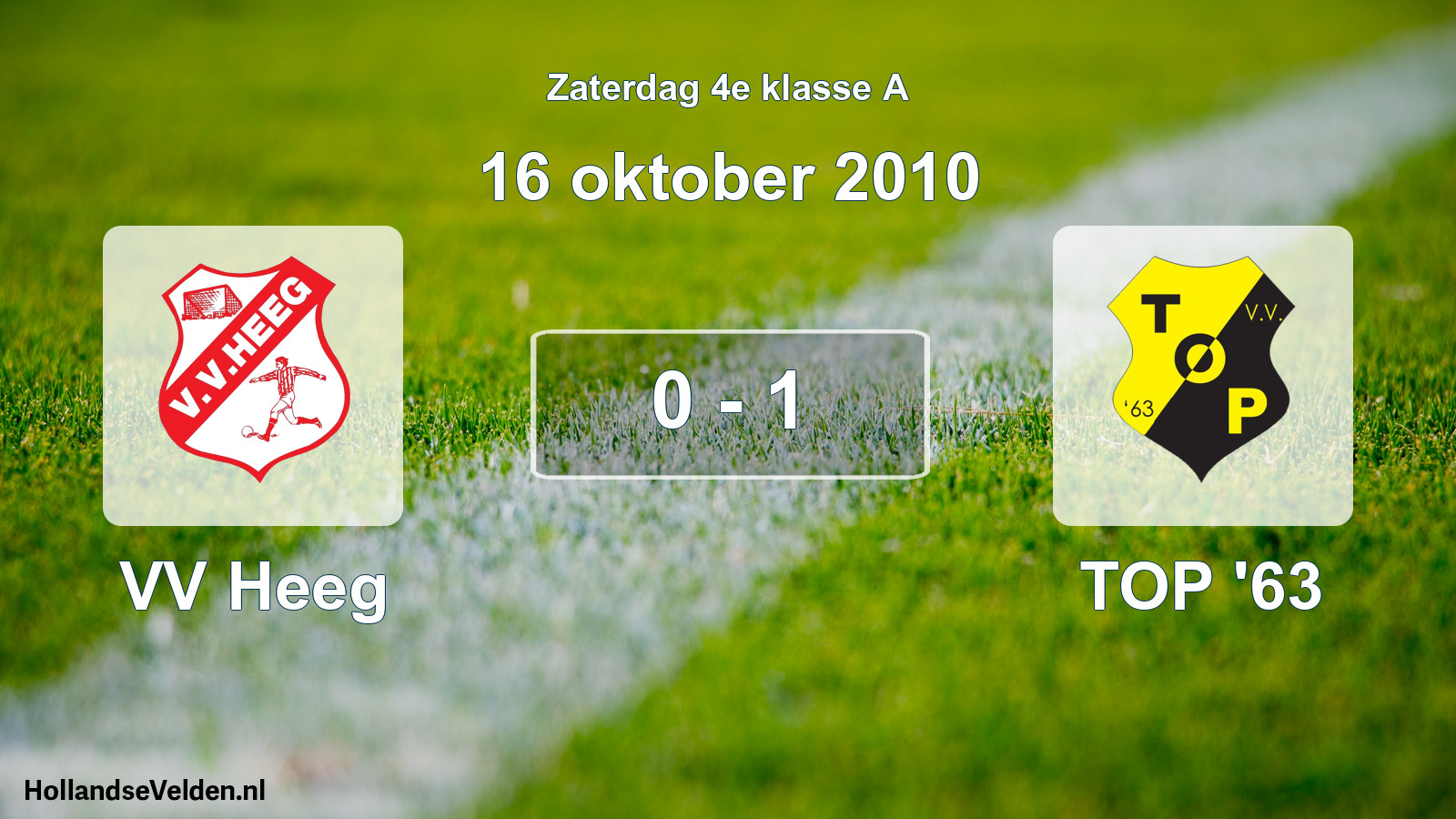 Total number of matches played: VV Heeg - TOP '63 0 - 1 (16 October 2010)