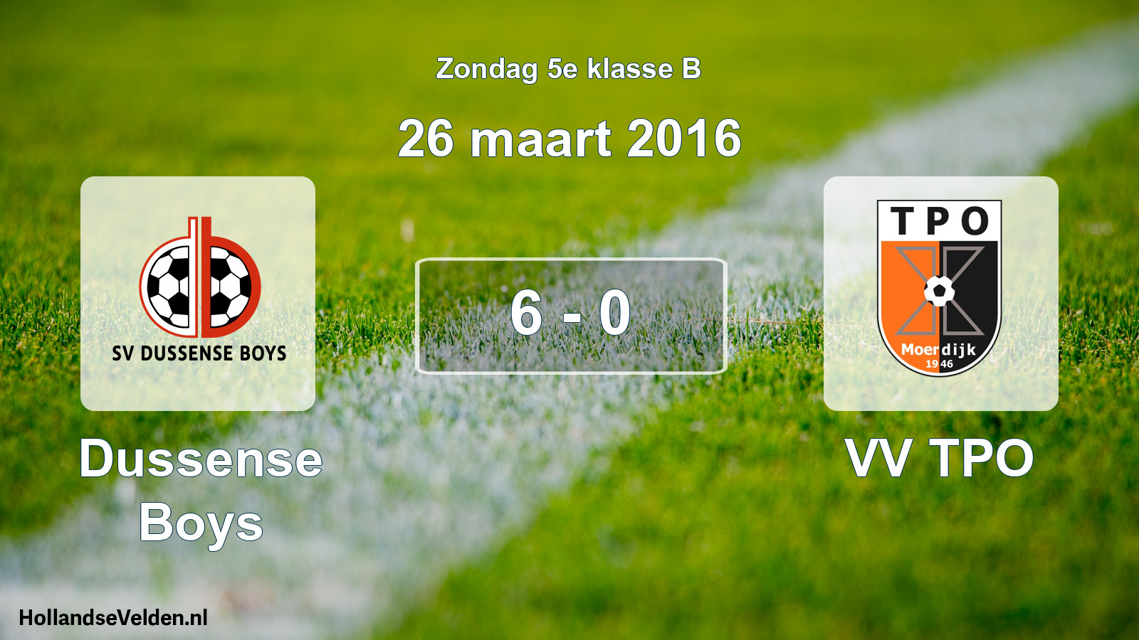 Total number of matches played: Dussense Boys - VV TPO 6 - 0 (26 March 2016)