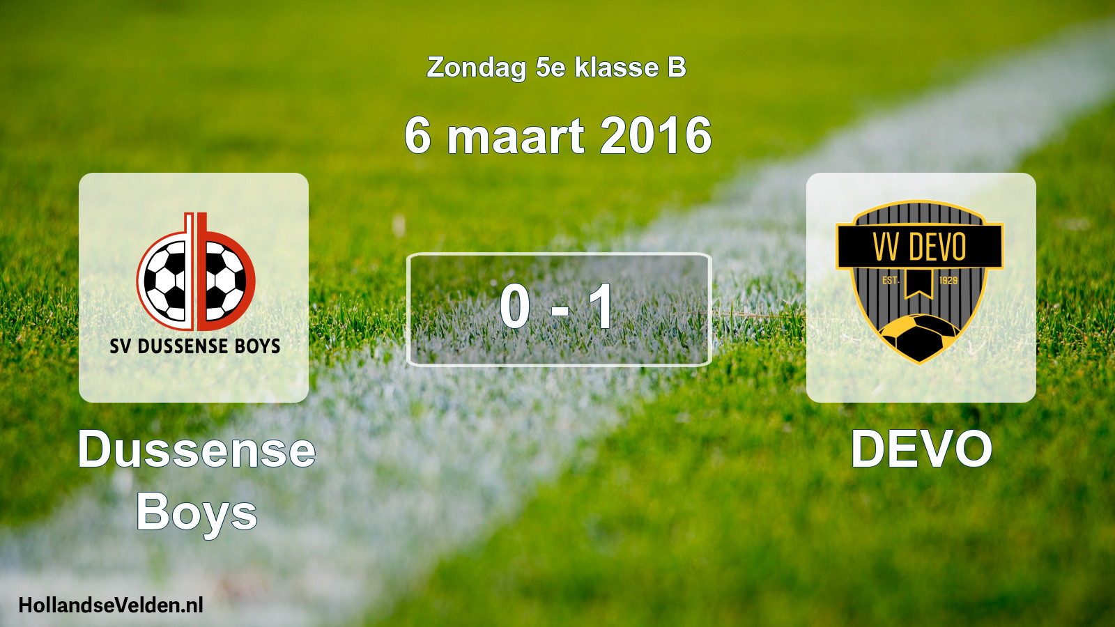 Total number of matches played: Dussense Boys - DEVO 0 - 1 (6 March 2016)