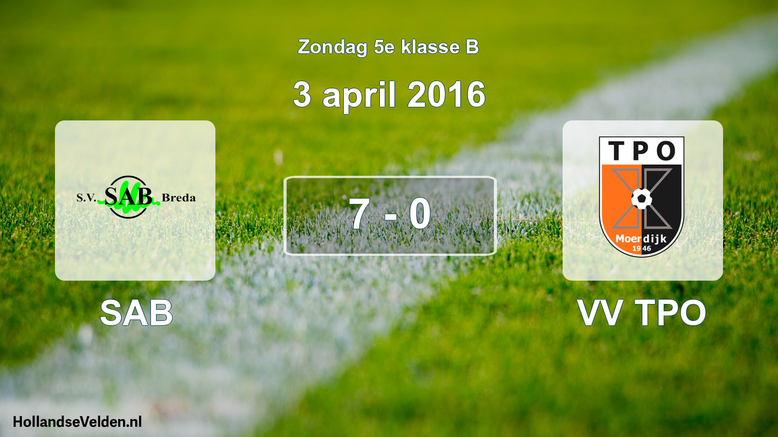 Total number of matches played: SAB - VV TPO 7 - 0 (3 April 2016)