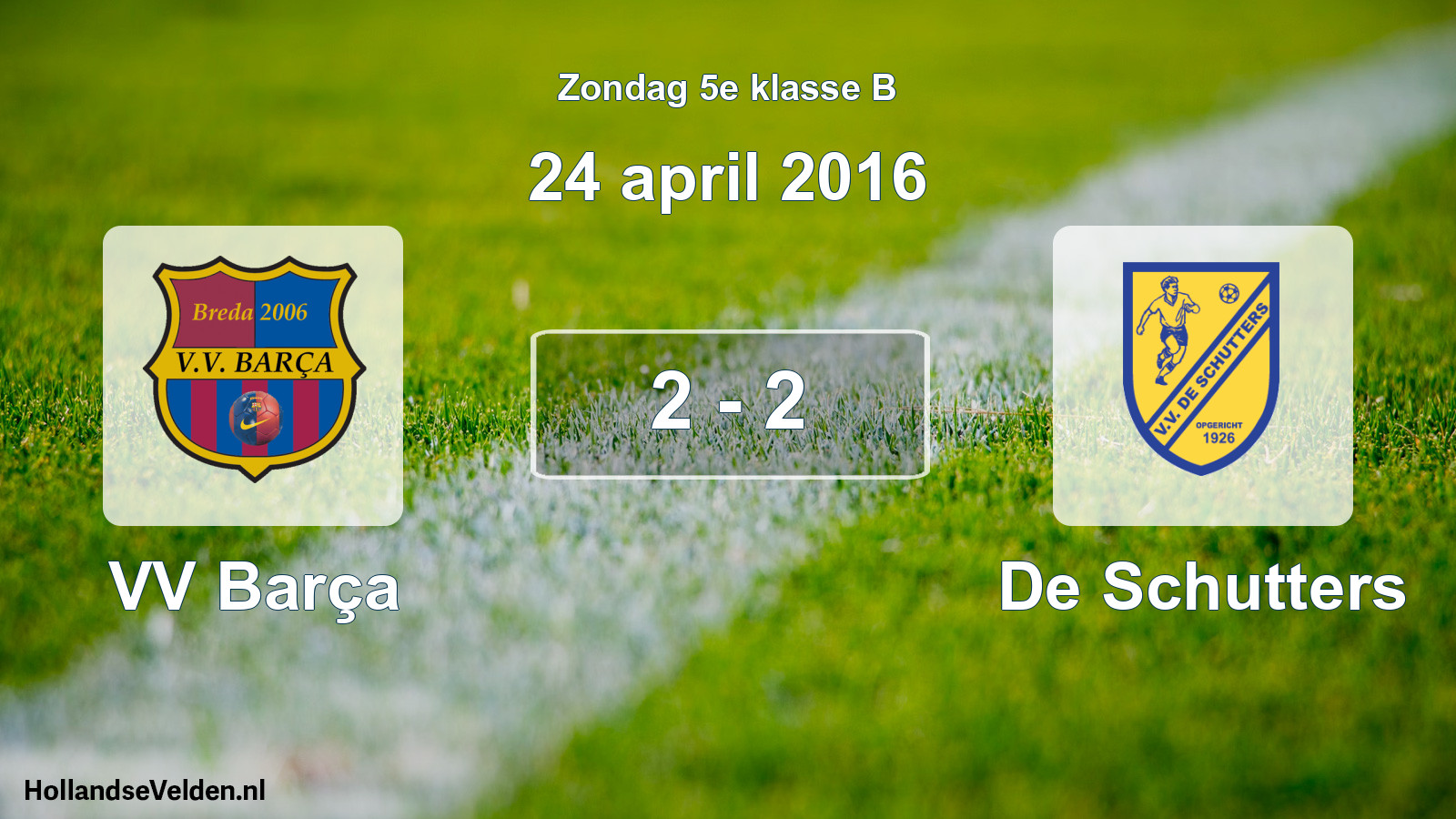 Total number of matches played: VV Barça - De Schutters 2 - 2 (24 April 2016)