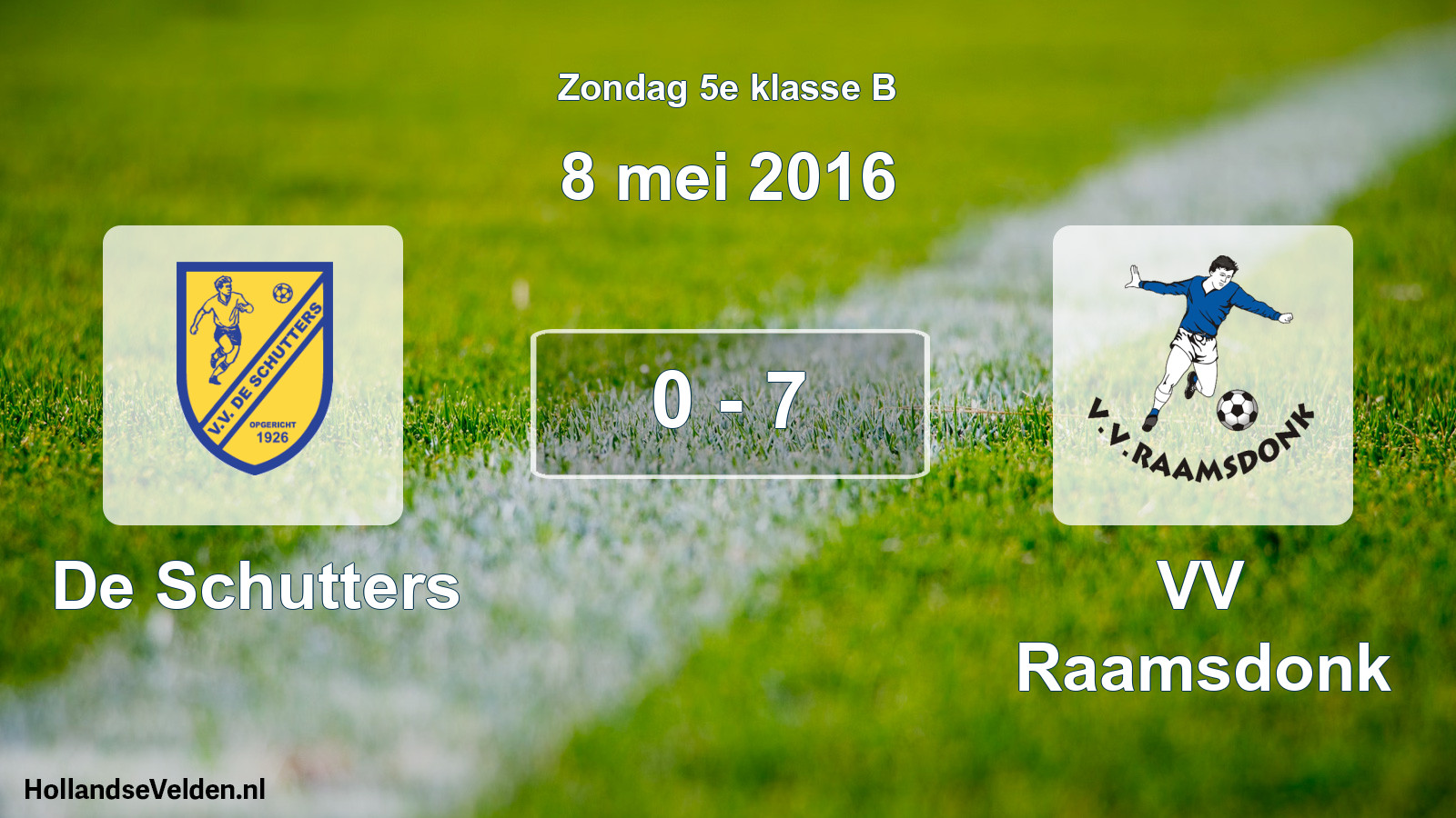Total number of matches played: De Schutters - VV Raamsdonk 0 - 7 (8 May 2016)