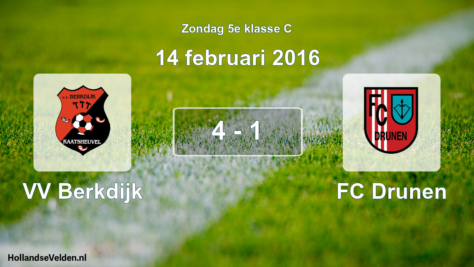 Total number of matches played: VV Berkdijk - FC Drunen 4 - 1 (14 February 2016)