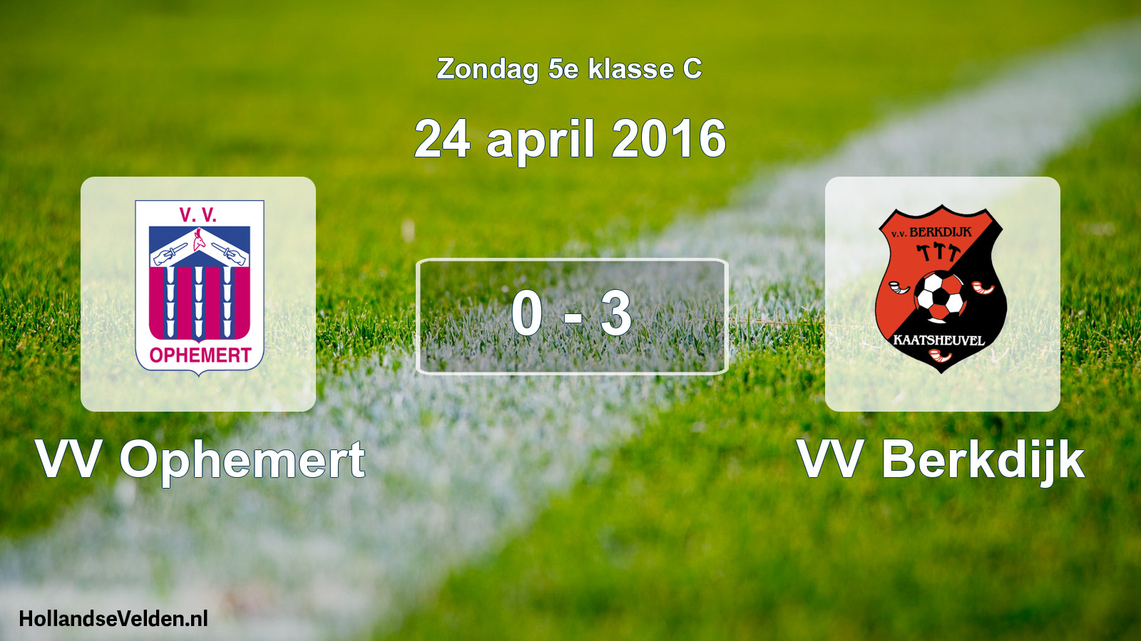 Total number of matches played: VV Ophemert - VV Berkdijk 0 - 3 (24 April 2016)