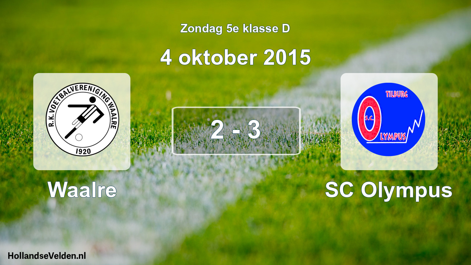 Total number of matches played: Waalre - SC Olympus 2 - 3 (4 October 2015)