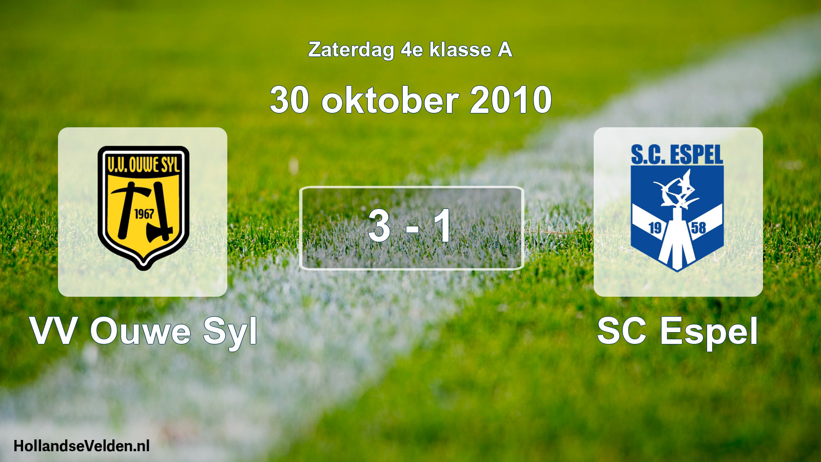 Total number of matches played: VV Ouwe Syl - SC Espel 3 - 1 (30 October 2010)