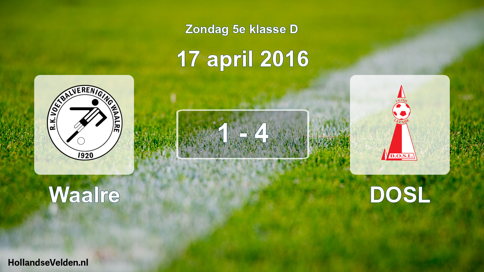 Total number of matches played: Waalre - DOSL 1 - 4 (17 April 2016)
