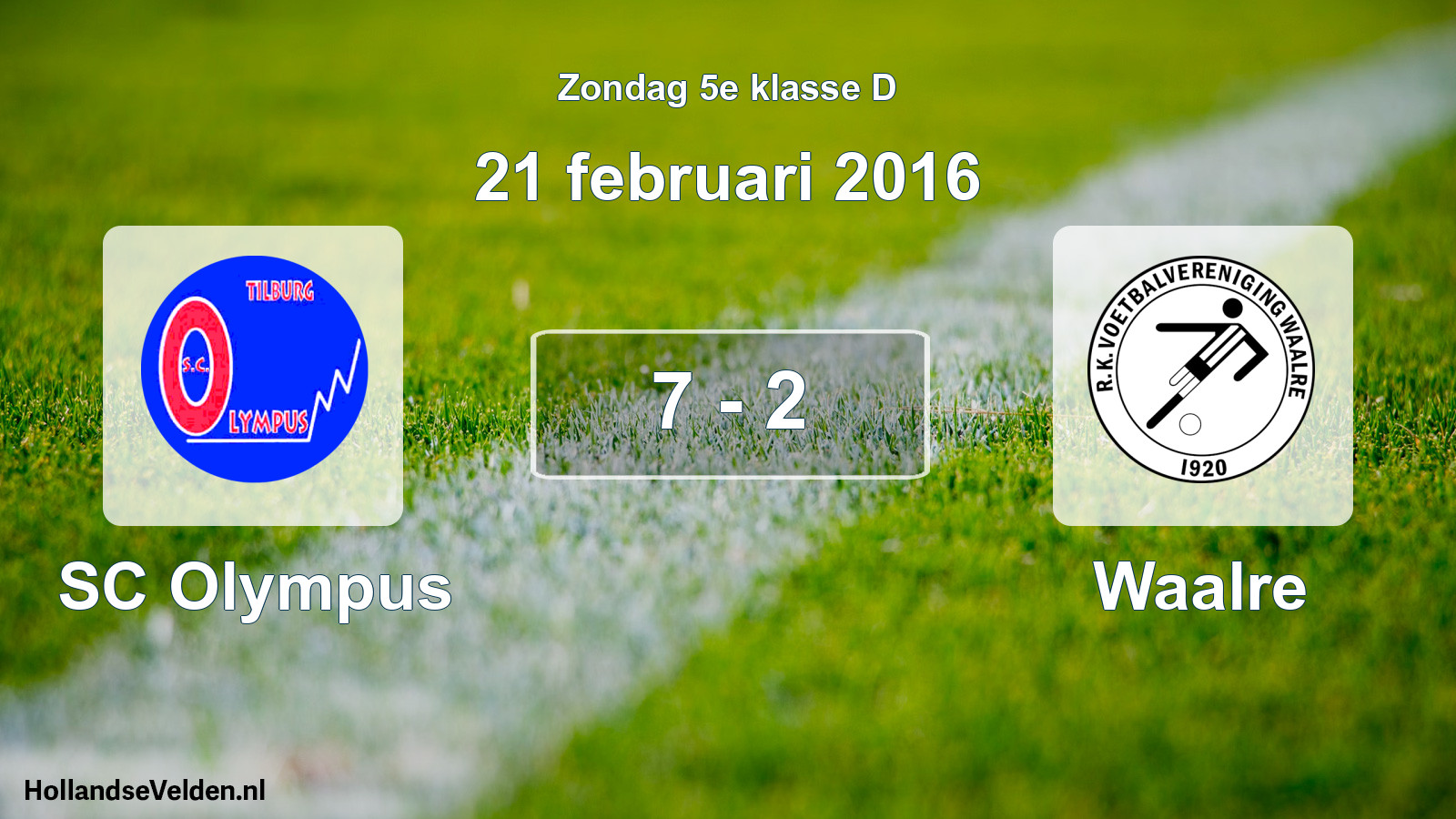 Total number of matches played: SC Olympus - Waalre 7 - 2 (21 February 2016)