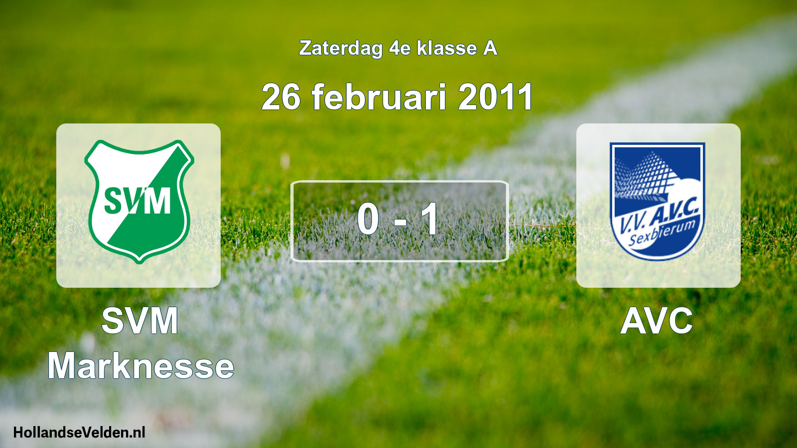 Total number of matches played: SVM Marknesse - AVC 0 - 1 (26 February 2011)