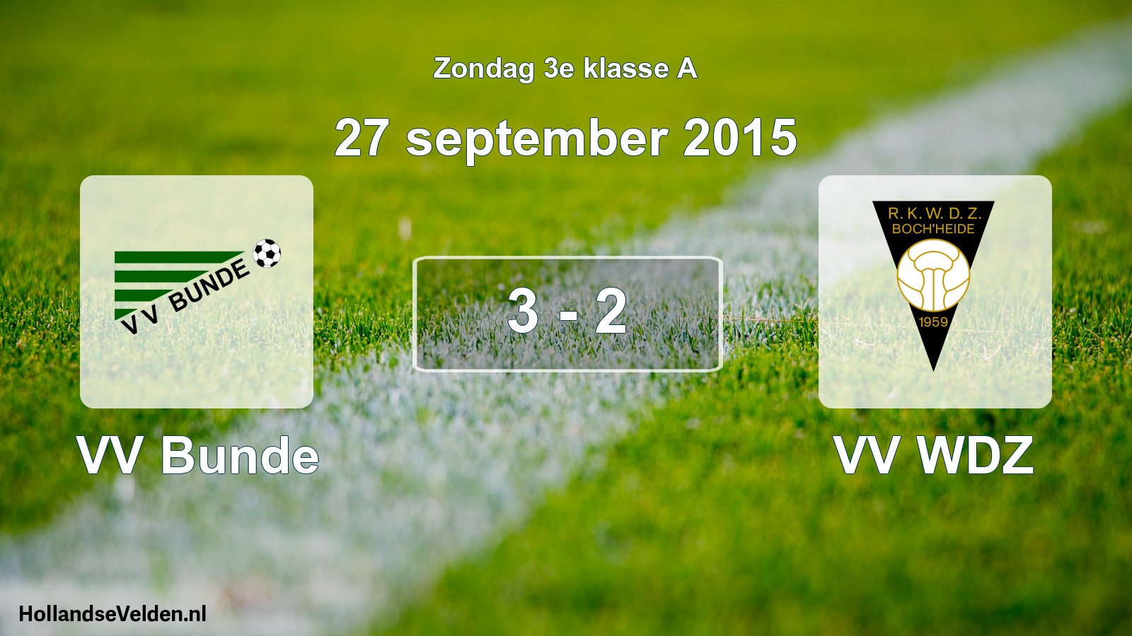 Total number of matches played: VV Bunde - VV WDZ 3 - 2 (27 September 2015)