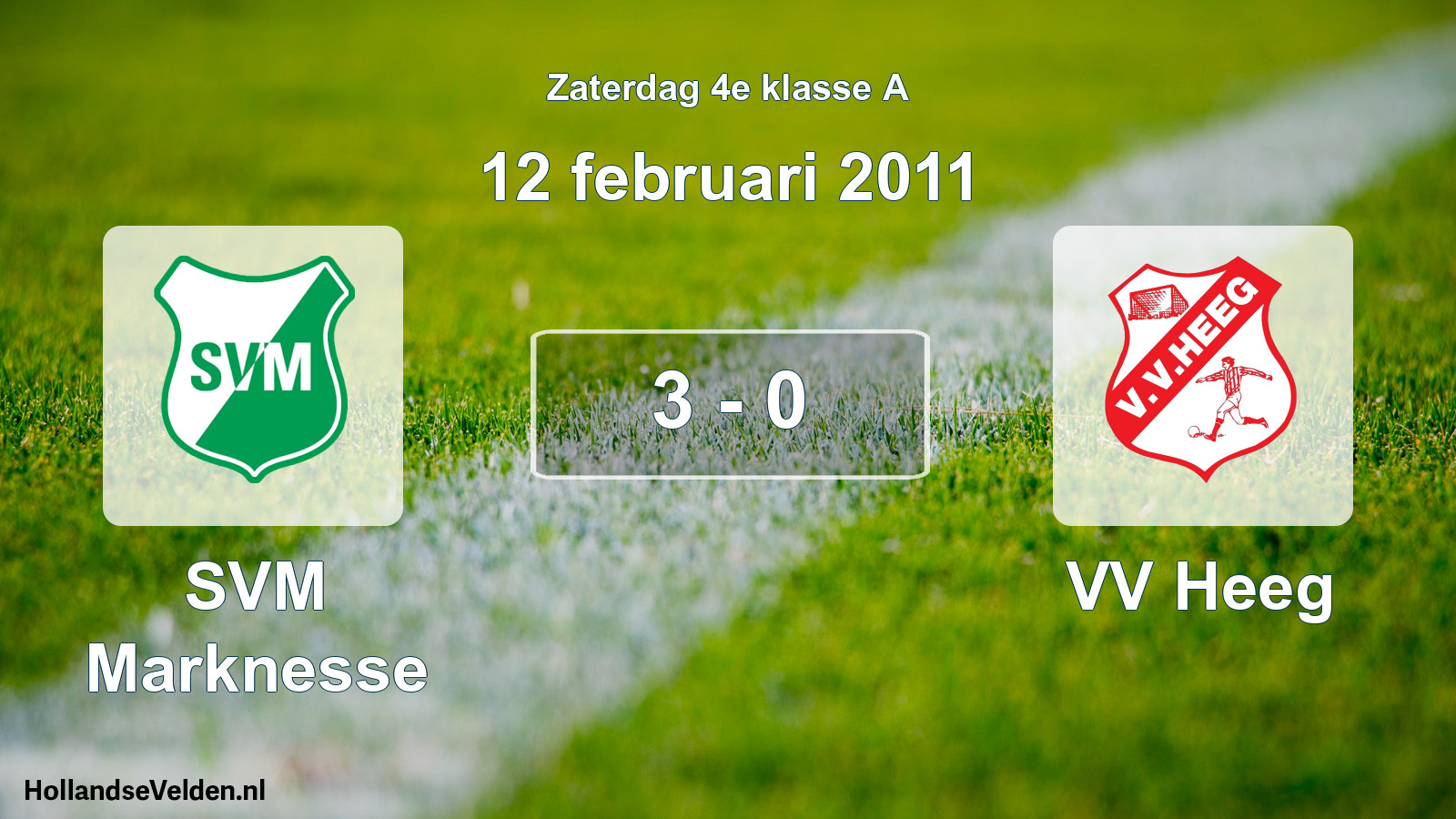 Total number of matches played: SVM Marknesse - VV Heeg 3 - 0 (12 February 2011)