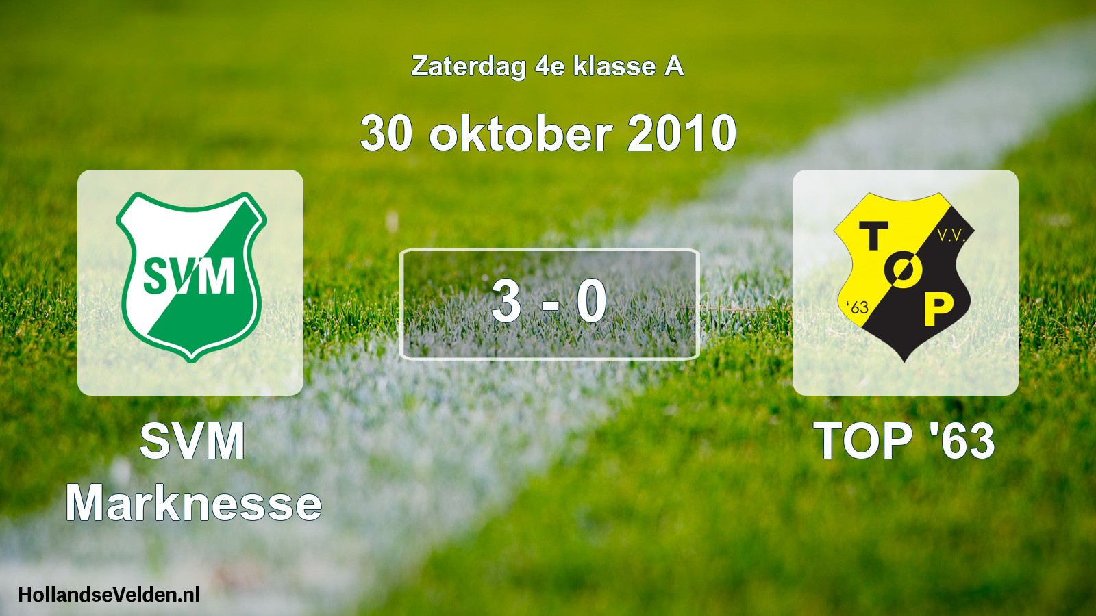 Total number of matches played: SVM Marknesse - TOP '63 3 - 0 (30 October 2010)