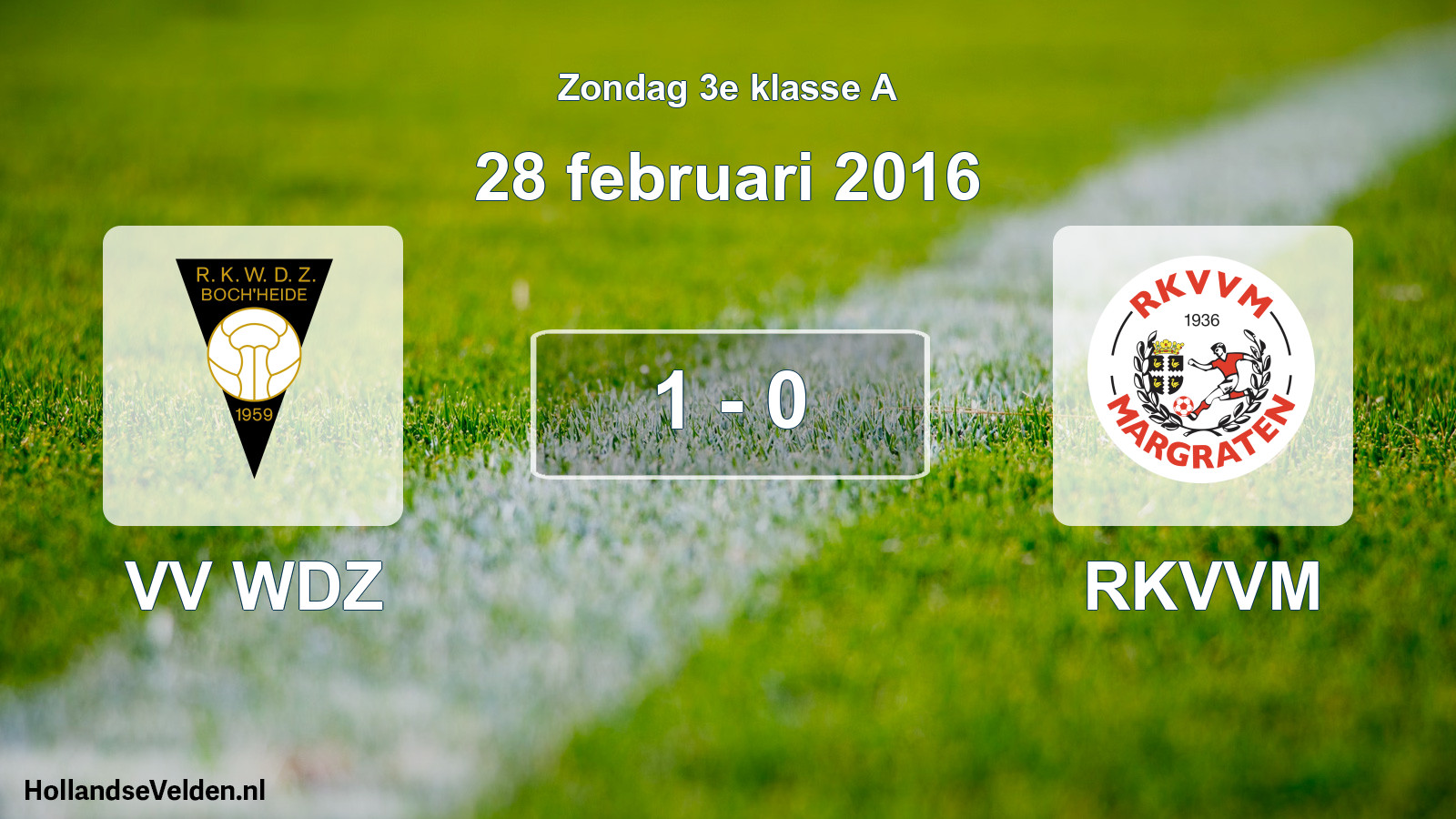Total number of matches played: VV WDZ - RKVVM 1 - 0 (28 February 2016)