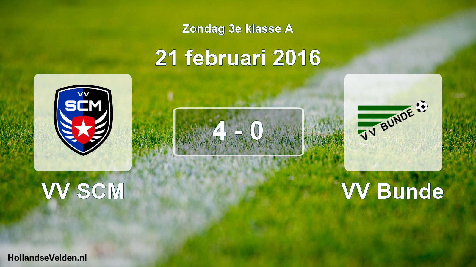 Total number of matches played: VV SCM - VV Bunde 4 - 0 (21 February 2016)