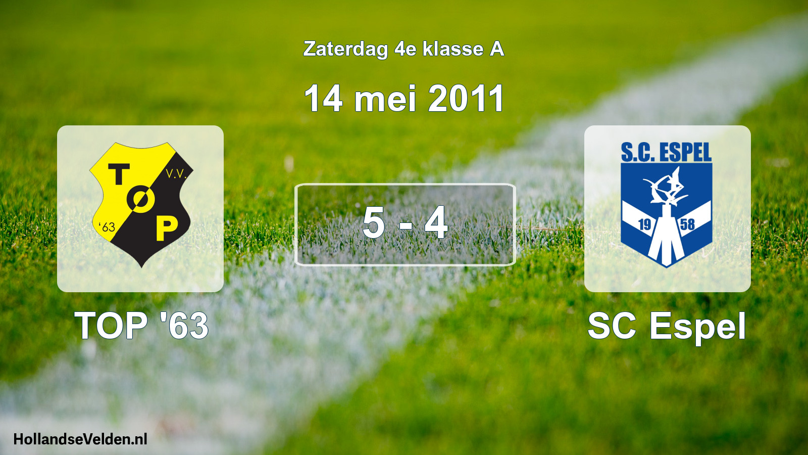 Total number of matches played: TOP '63 - SC Espel 5 - 4 (14 May 2011)