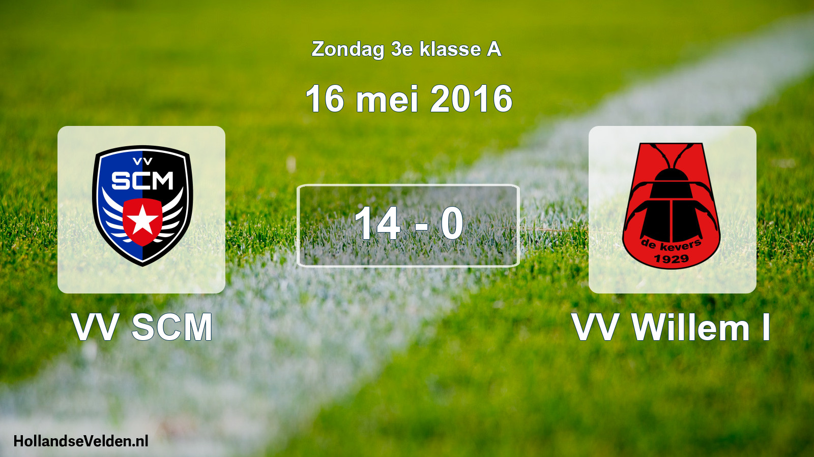 Total number of matches played: VV SCM - VV Willem I 14 - 0 (16 May 2016)
