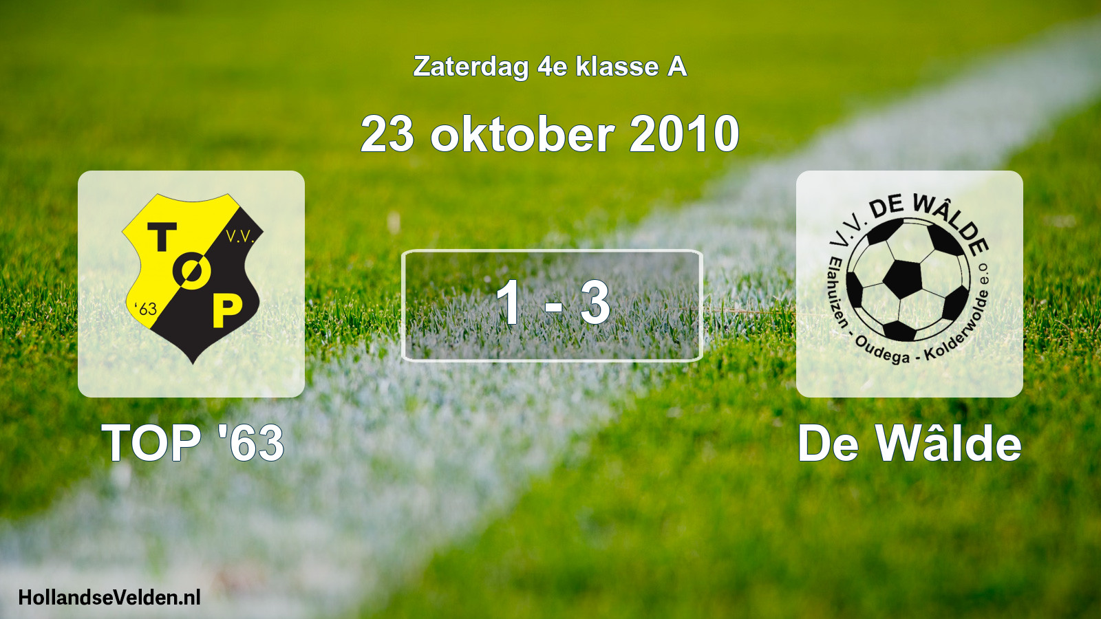 Total number of matches played: TOP '63 - De Wâlde 1 - 3 (23 October 2010)