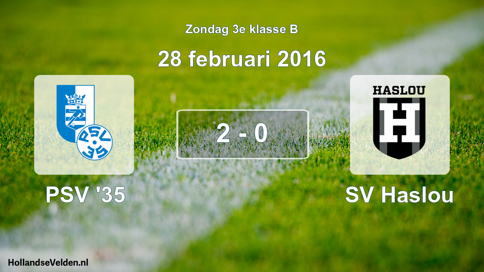 Total number of matches played: PSV '35 - SV Haslou 2 - 0 (28 February 2016)