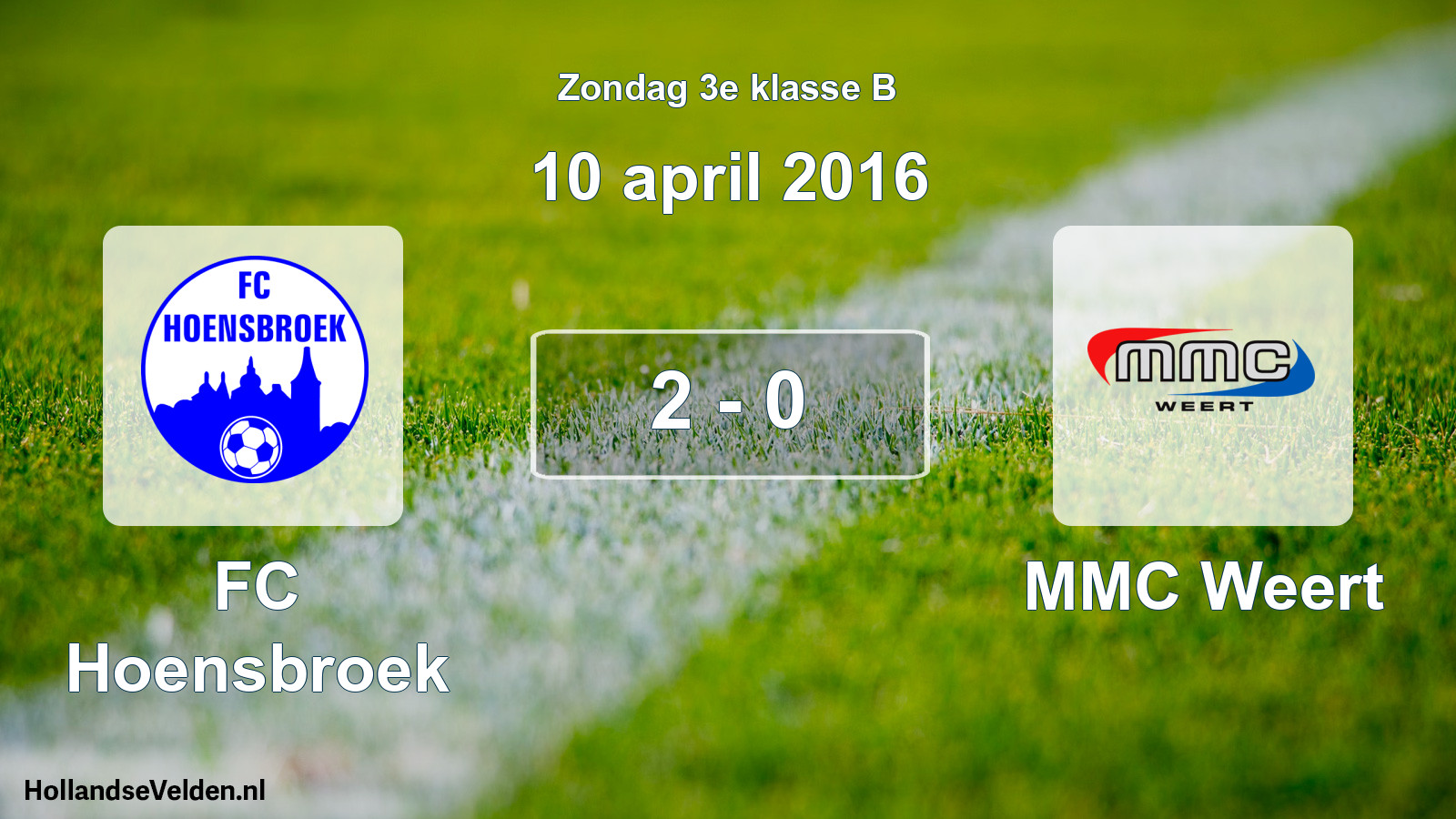 Total number of matches played: FC Hoensbroek - MMC Weert 2 - 0 (10 April 2016)