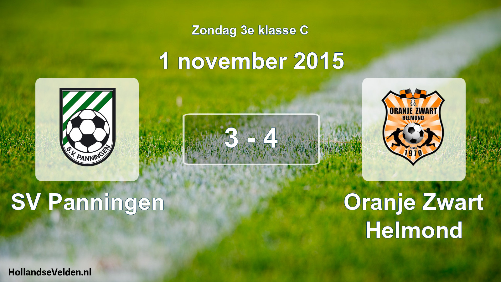 Total number of matches played: SV Panningen - Oranje Zwart Helmond 3 - 4 (1 November 2015)