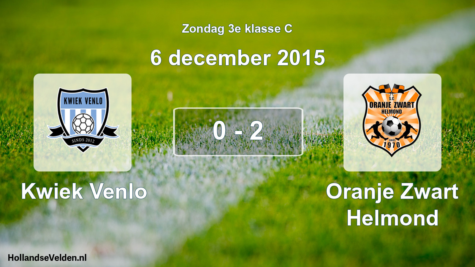 Total number of matches played: Kwiek Venlo - Oranje Zwart Helmond 0 - 2 (6 December 2015)