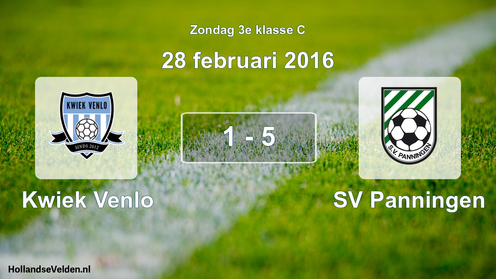 Total number of matches played: Kwiek Venlo - SV Panningen 1 - 5 (28 February 2016)