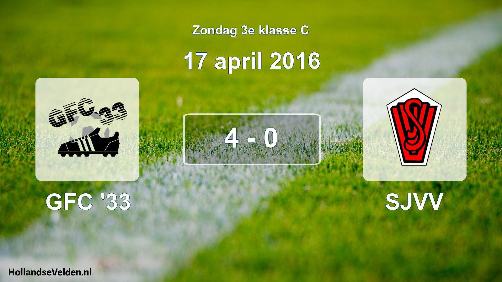 Total number of matches played: GFC '33 - SJVV 4 - 0 (17 April 2016)