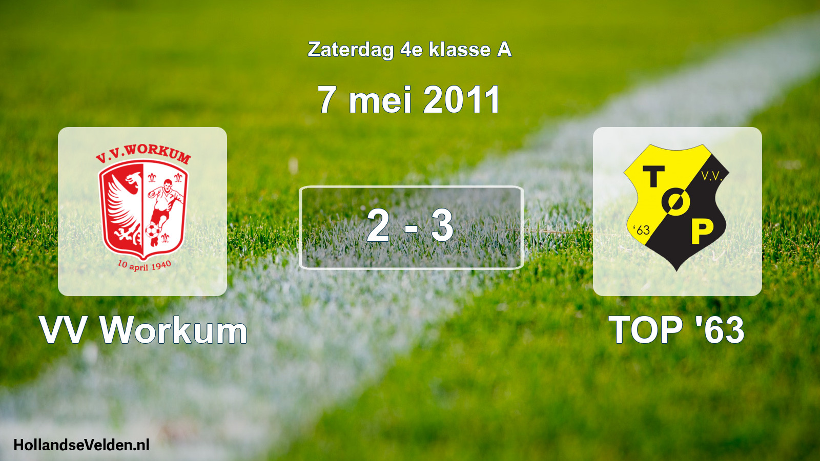 Total number of matches played: VV Workum - TOP '63 2 - 3 (7 May 2011)
