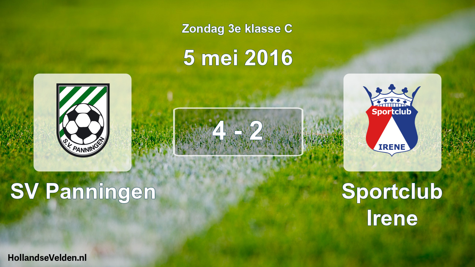 Total number of matches played: SV Panningen - Sportclub Irene 4 - 2 (5 May 2016)