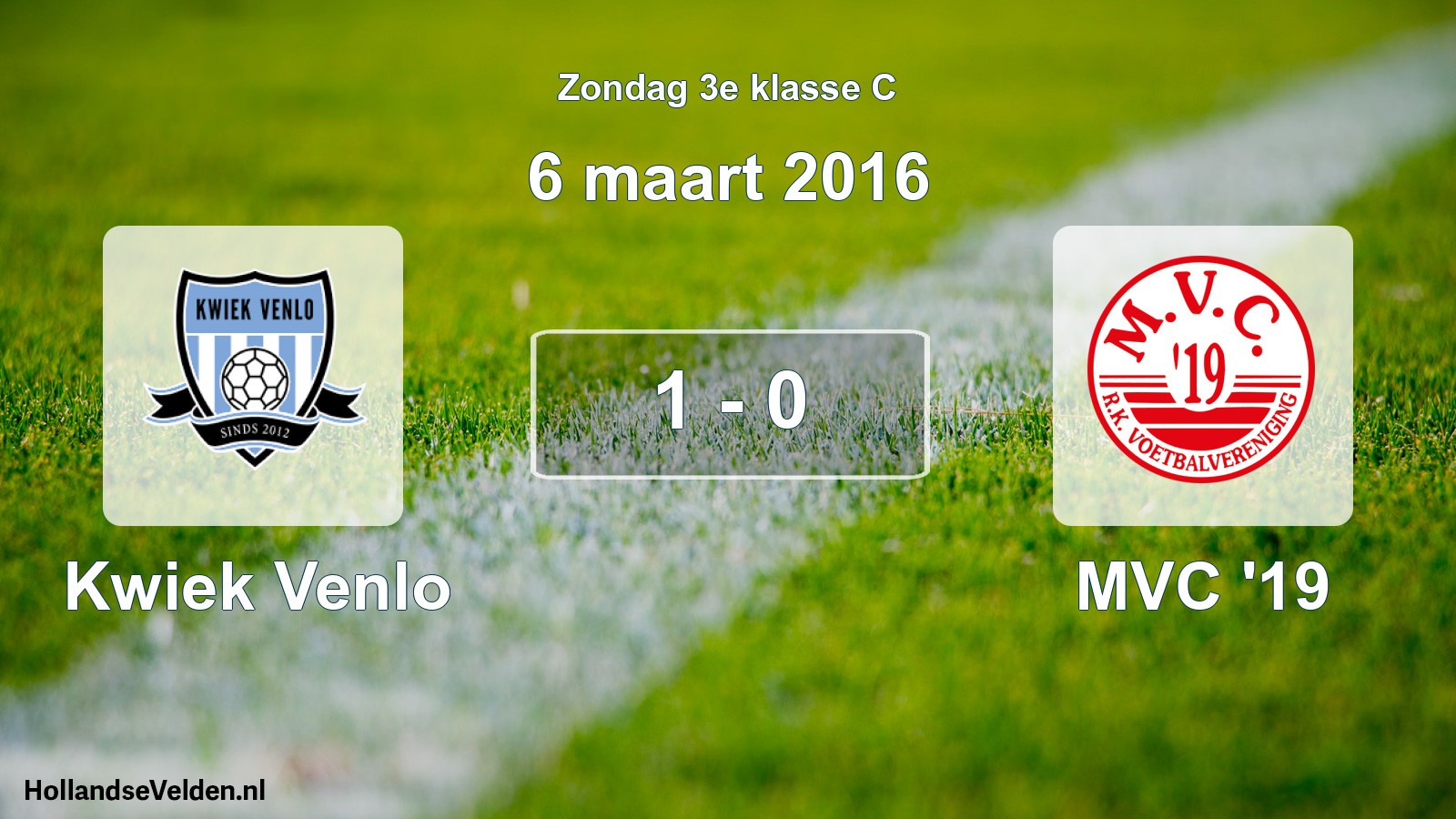 Total number of matches played: Kwiek Venlo - MVC '19 1 - 0 (6 March 2016)