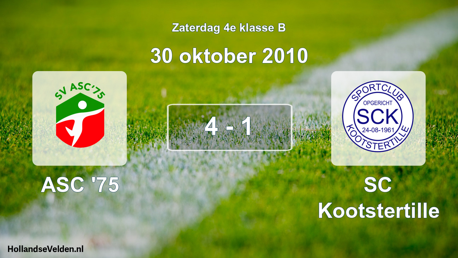 Total number of matches played: ASC '75 - SC Kootstertille 4 - 1 (30 October 2010)