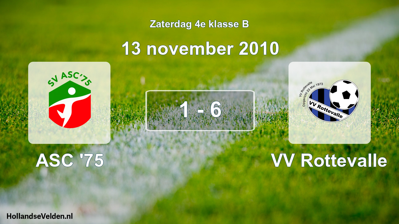 Total number of matches played: ASC '75 - VV Rottevalle 1 - 6 (13 November 2010)