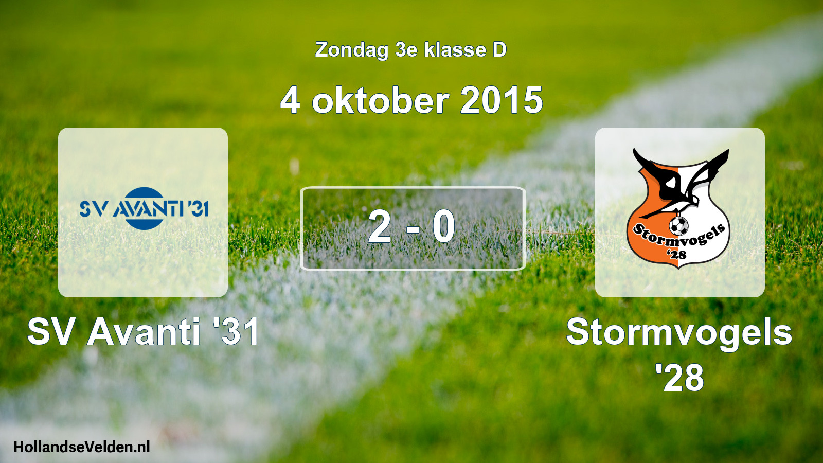Total number of matches played: SV Avanti '31 - Stormvogels '28 2 - 0 (4 October 2015)