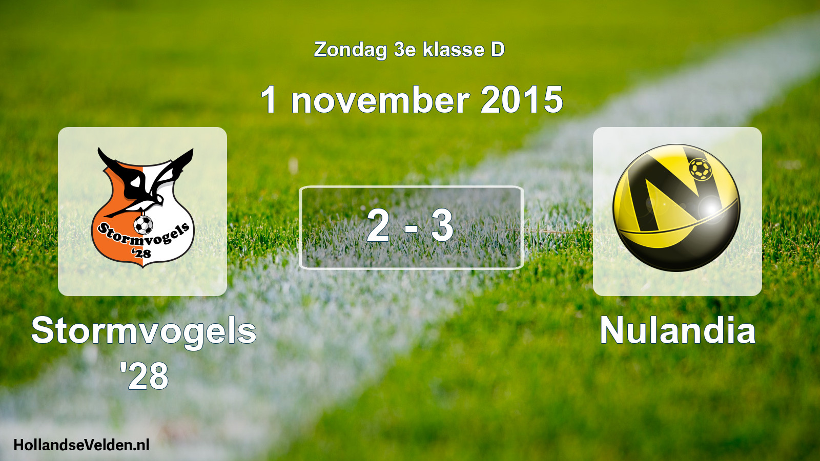 Total number of matches played: Stormvogels '28 - Nulandia 2 - 3 (1 November 2015)