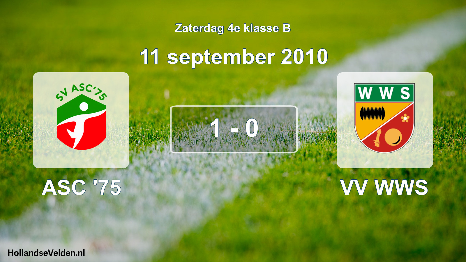 Total number of matches played: ASC '75 - VV WWS 1 - 0 (11 September 2010)
