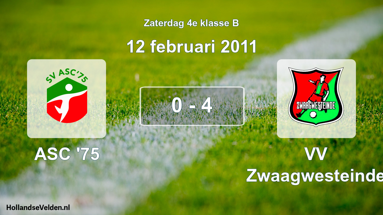 Total number of matches played: ASC '75 - VV Zwaagwesteinde 0 - 4 (12 February 2011)