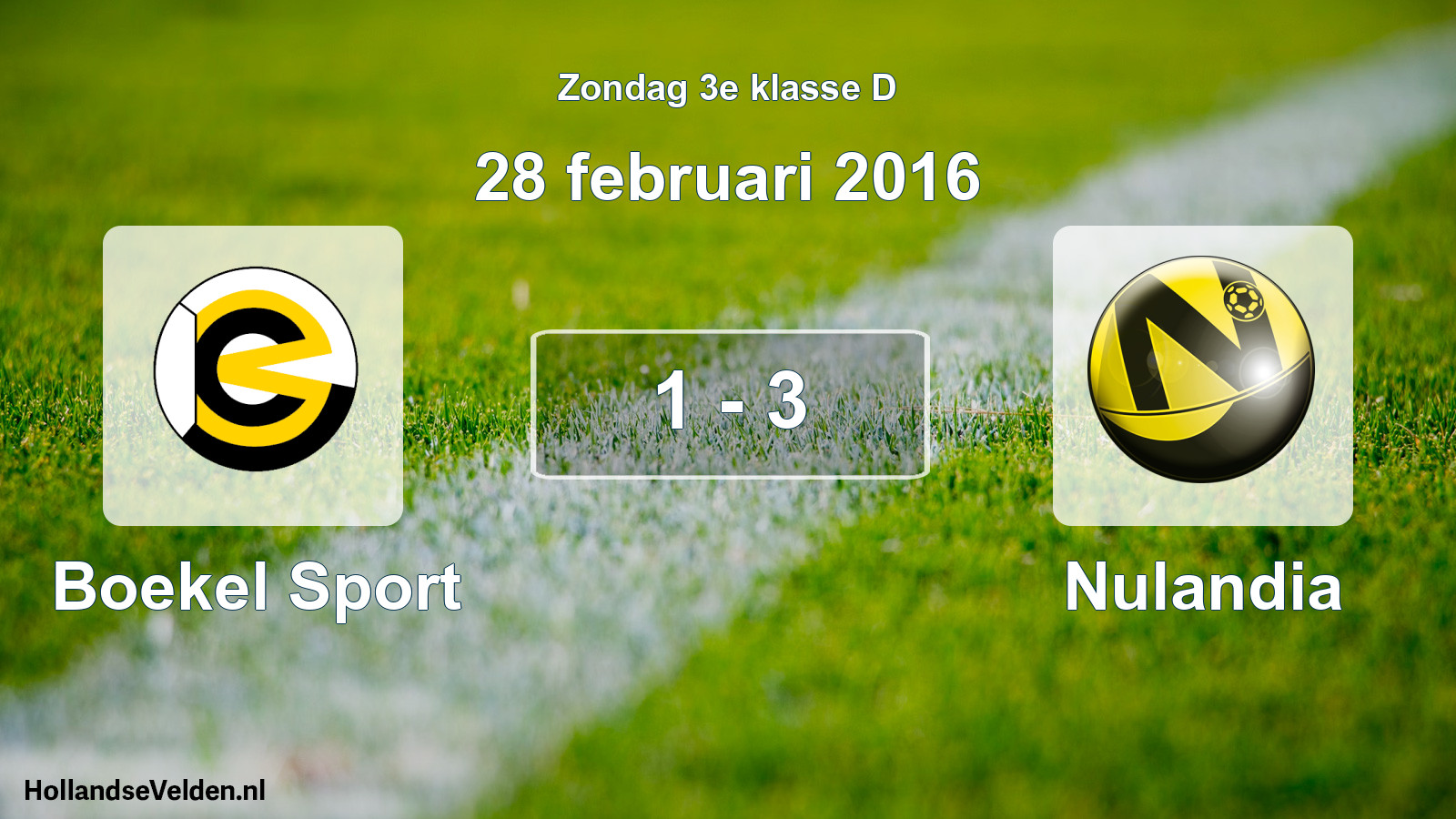 Total number of matches played: Boekel Sport - Nulandia 1 - 3 (28 February 2016)
