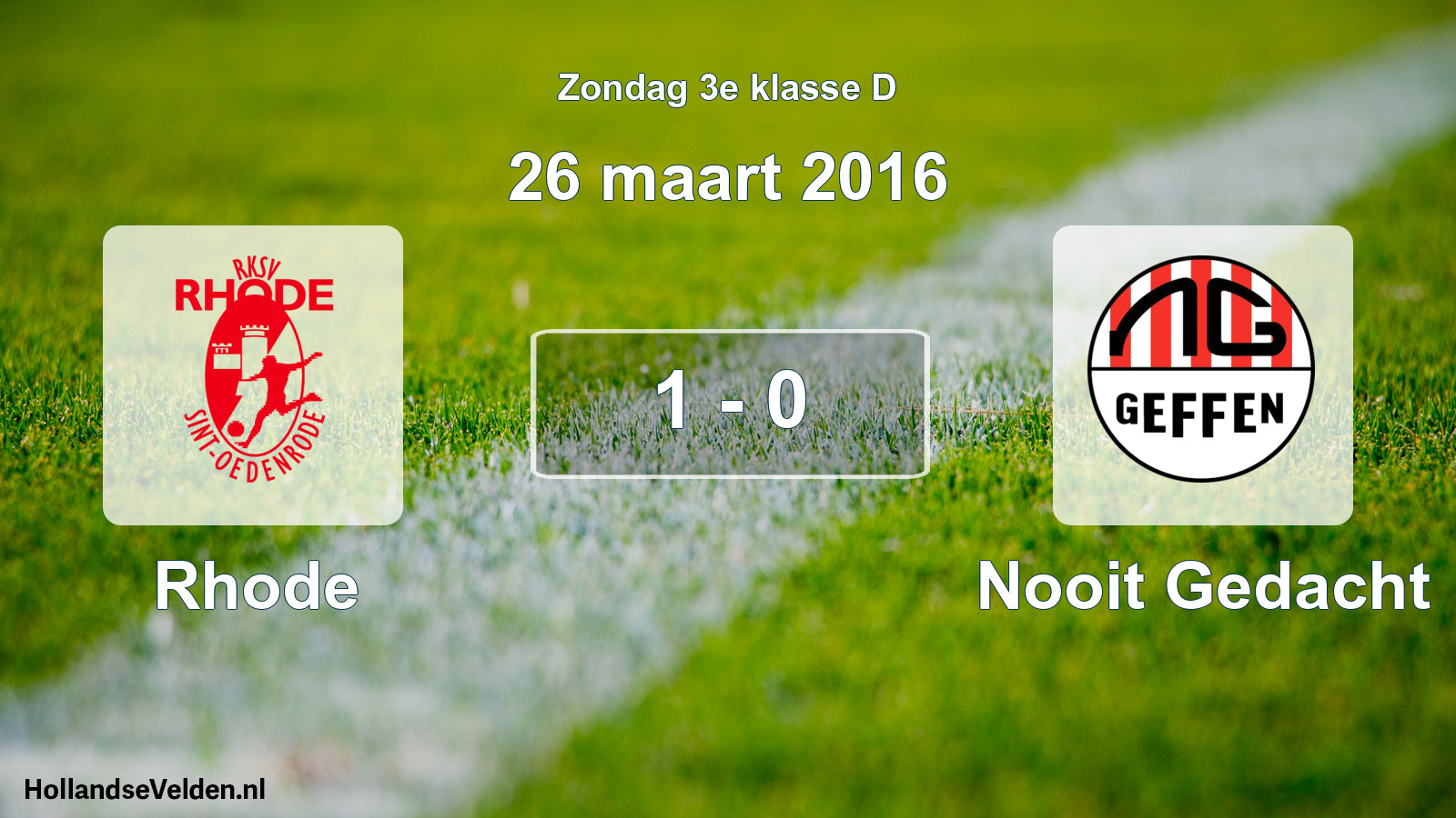 Total number of matches played: Rhode - Nooit Gedacht 1 - 0 (26 March 2016)