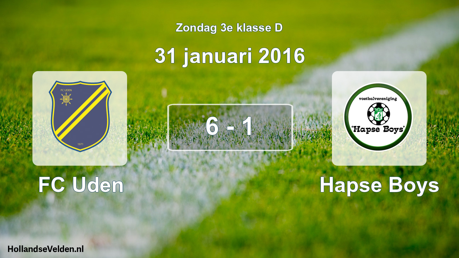 Total number of matches played: FC Uden - Hapse Boys 6 - 1 (31 January 2016)