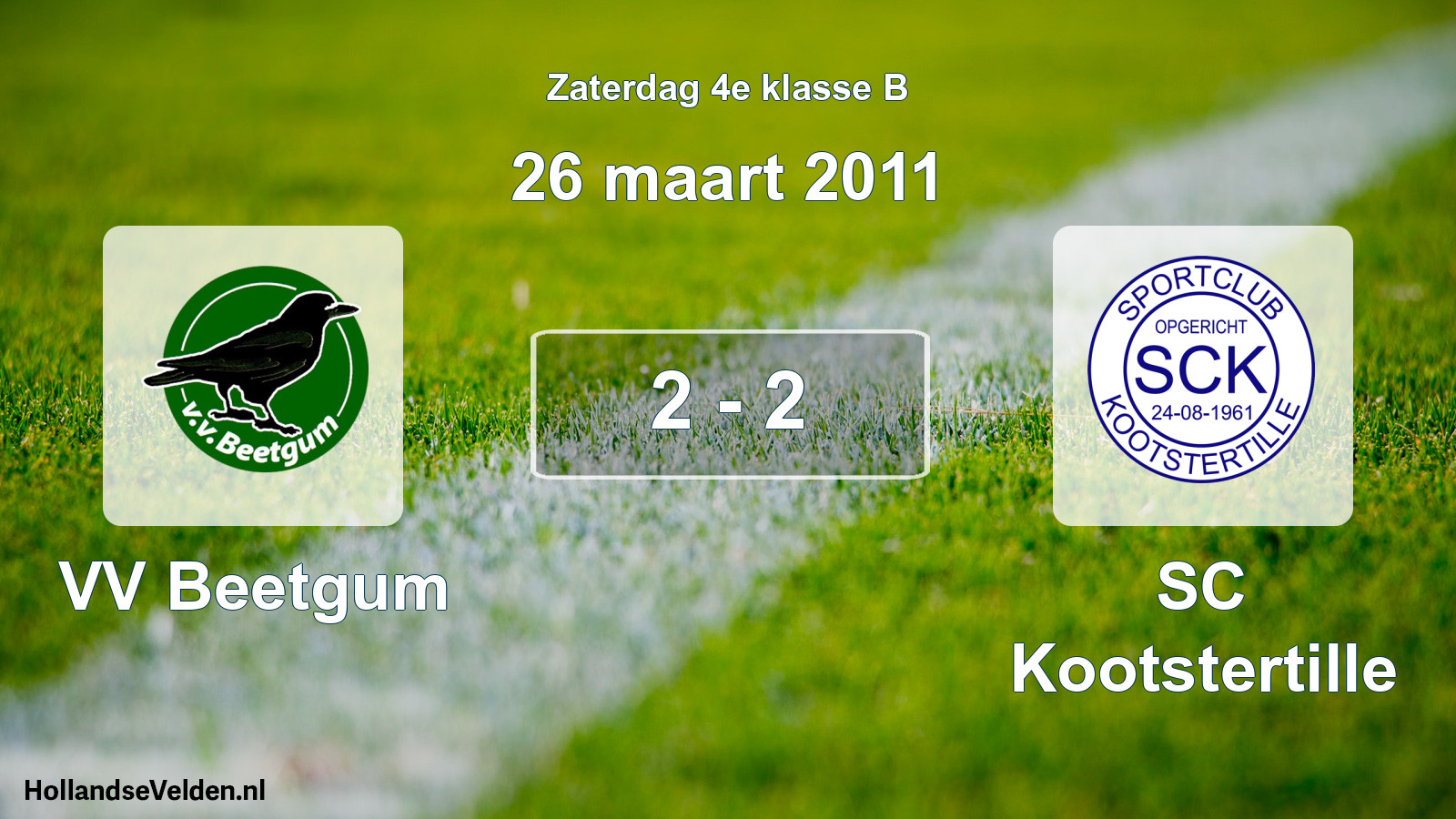 Total number of matches played: VV Beetgum - SC Kootstertille 2 - 2 (26 March 2011)