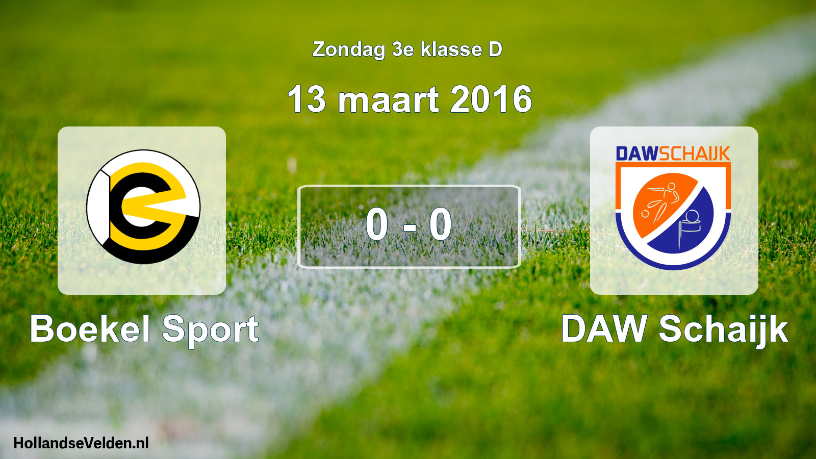 Total number of matches played: Boekel Sport - DAW Schaijk 0 - 0 (13 March 2016)