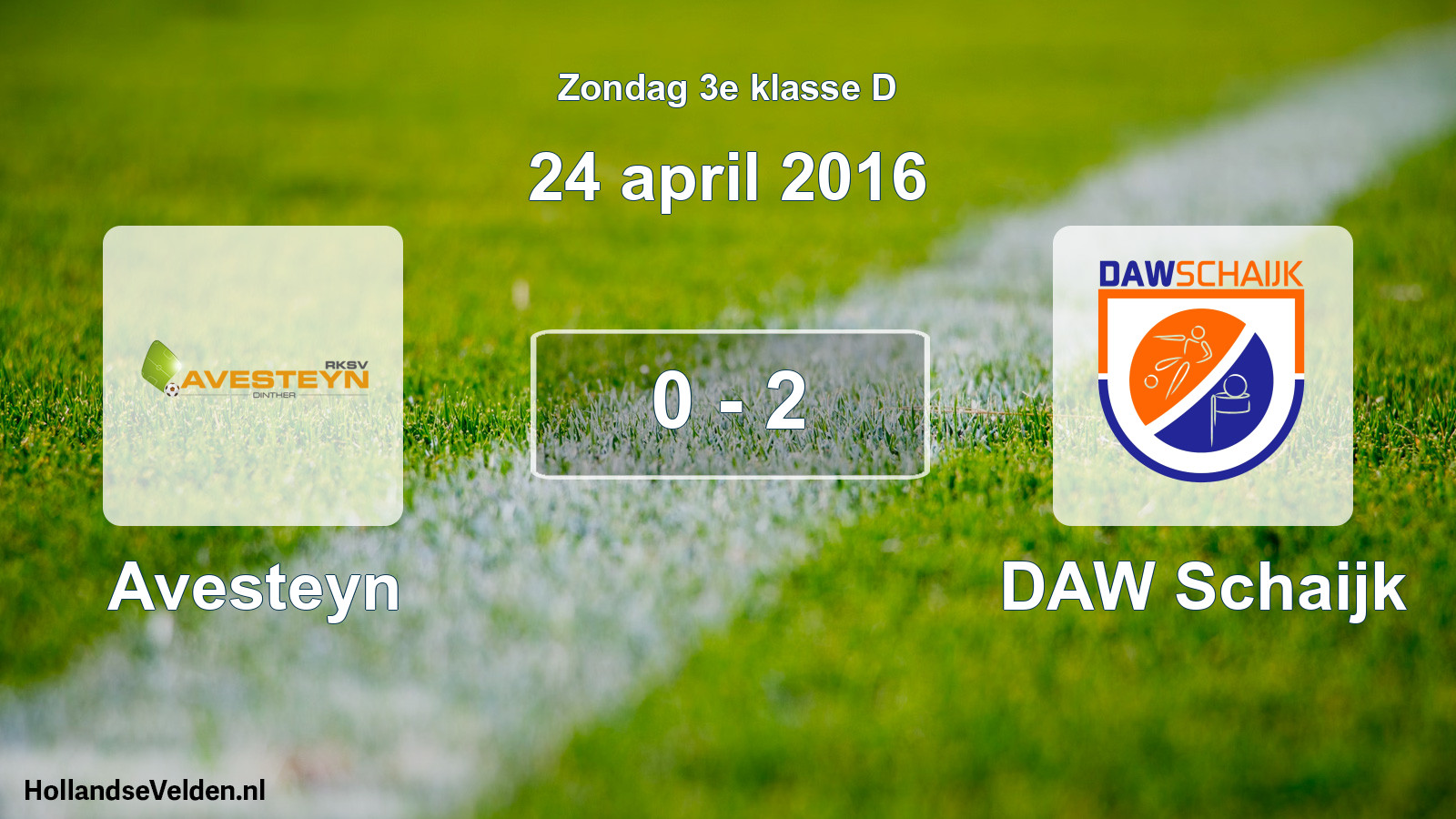 Total number of matches played: Avesteyn - DAW Schaijk 0 - 2 (24 April 2016)