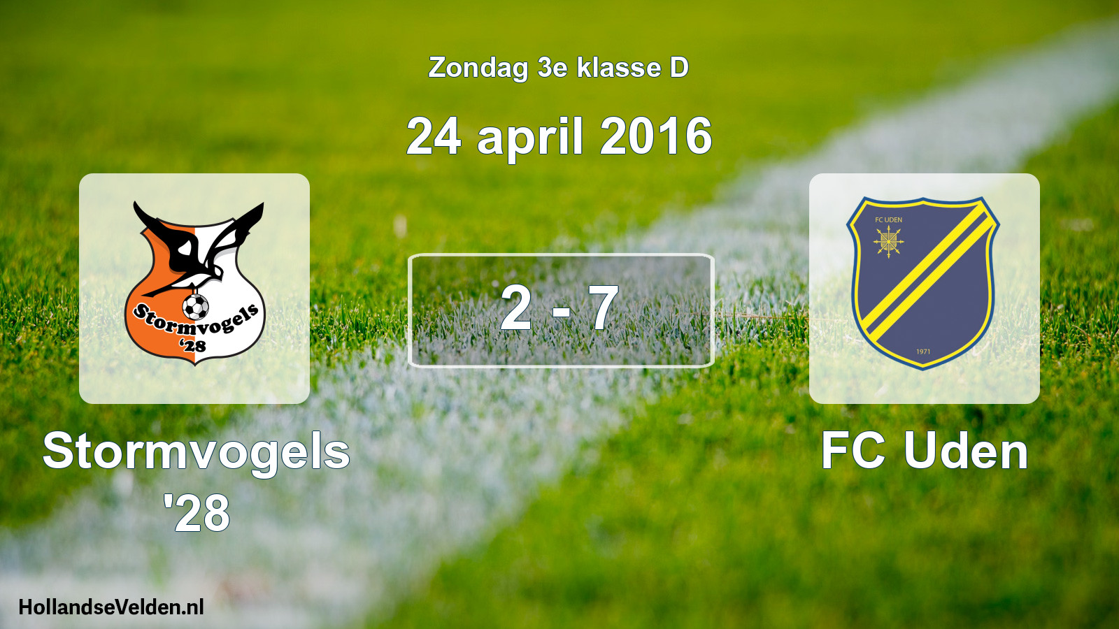Total number of matches played: Stormvogels '28 - FC Uden 2 - 7 (24 April 2016)