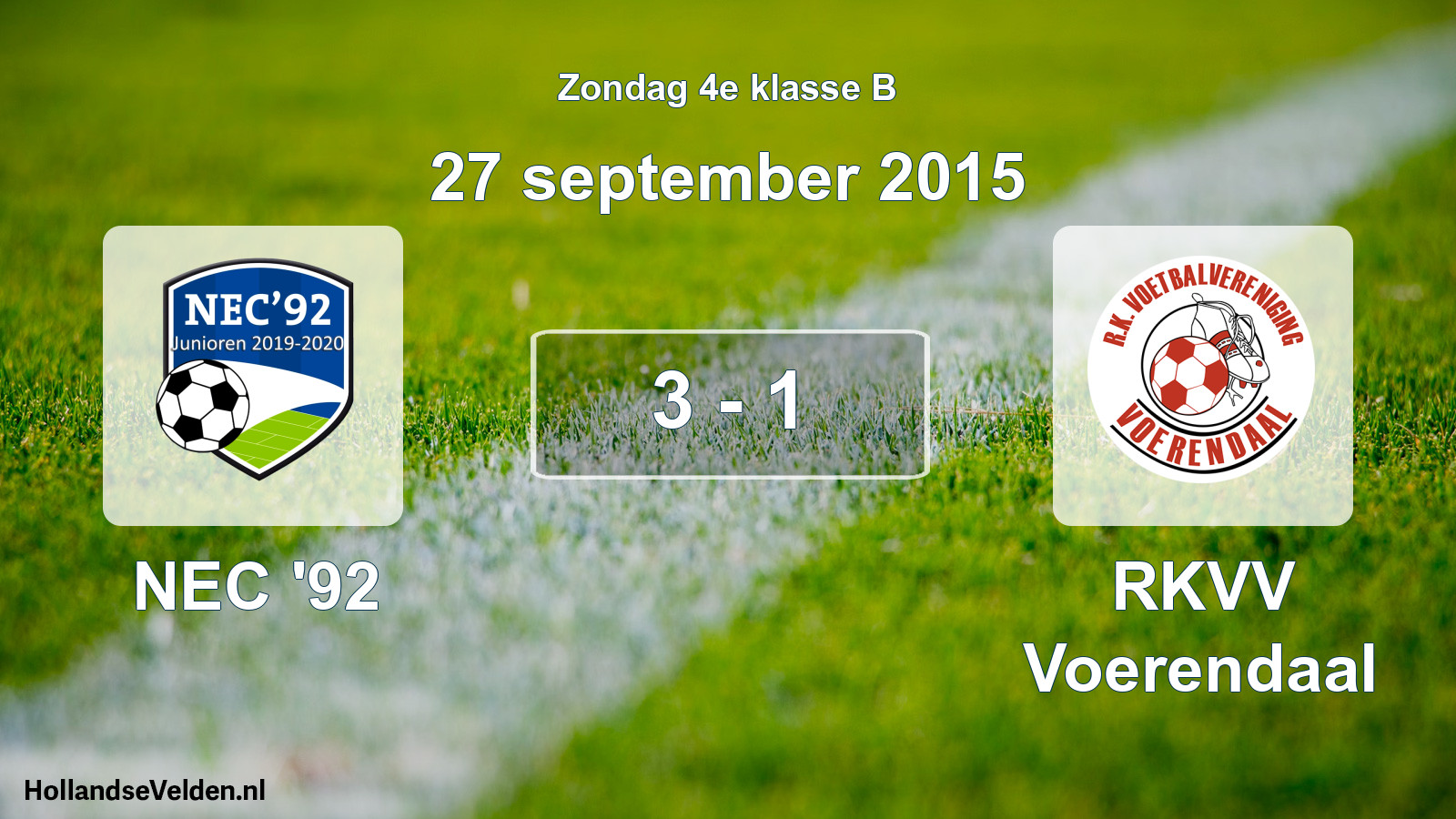 Total number of matches played: NEC '92 - RKVV Voerendaal 3 - 1 (27 September 2015)