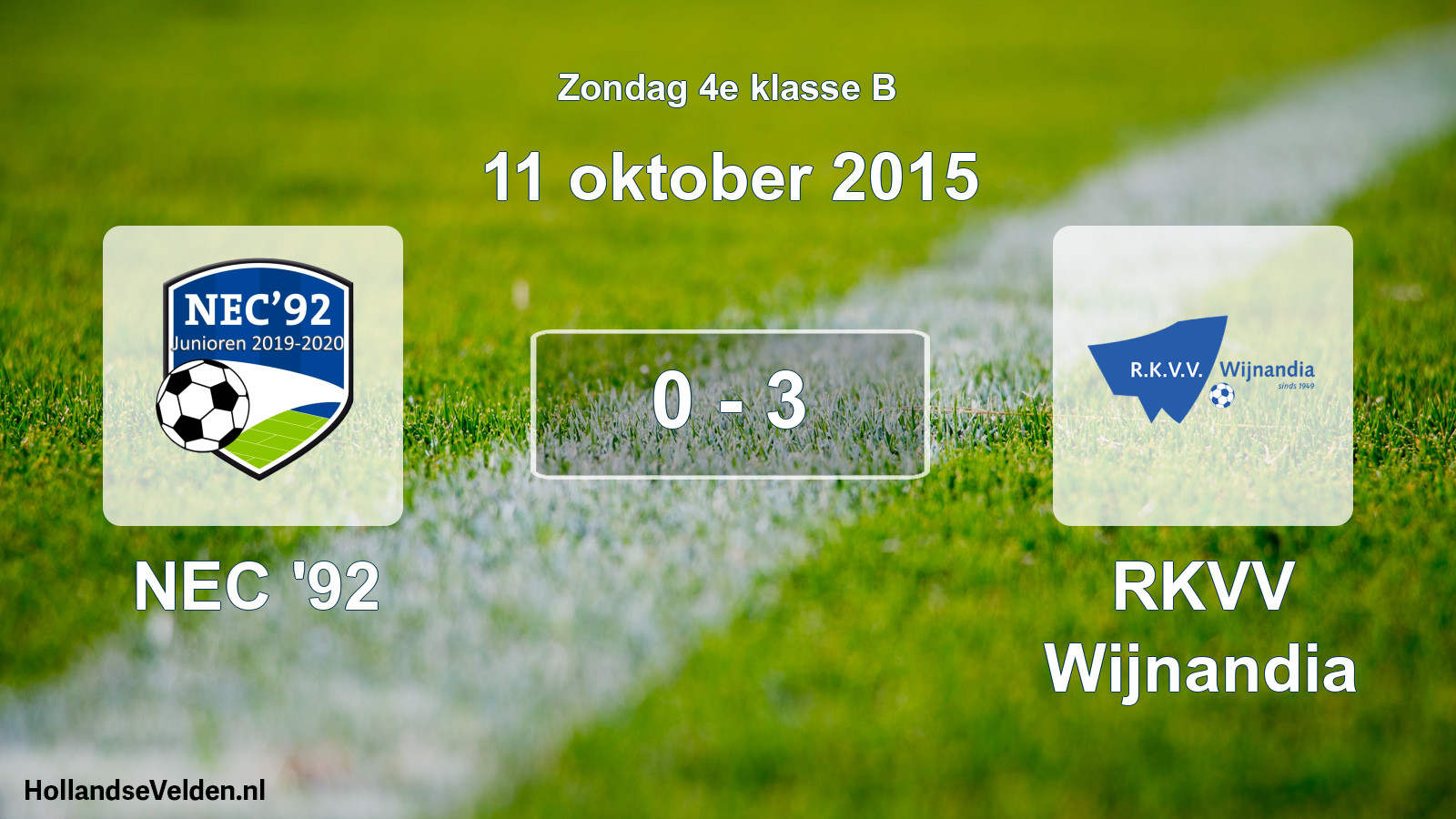 Total number of matches played: NEC '92 - RKVV Wijnandia 0 - 3 (11 October 2015)