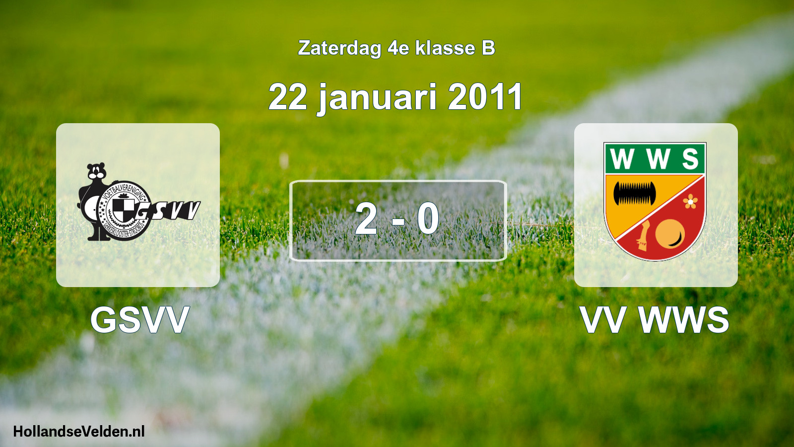 Total number of matches played: GSVV - VV WWS 2 - 0 (22 January 2011)