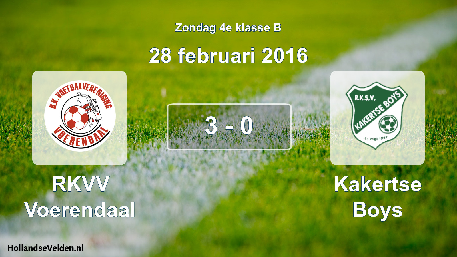 Total number of matches played: RKVV Voerendaal - Kakertse Boys 3 - 0 (28 February 2016)